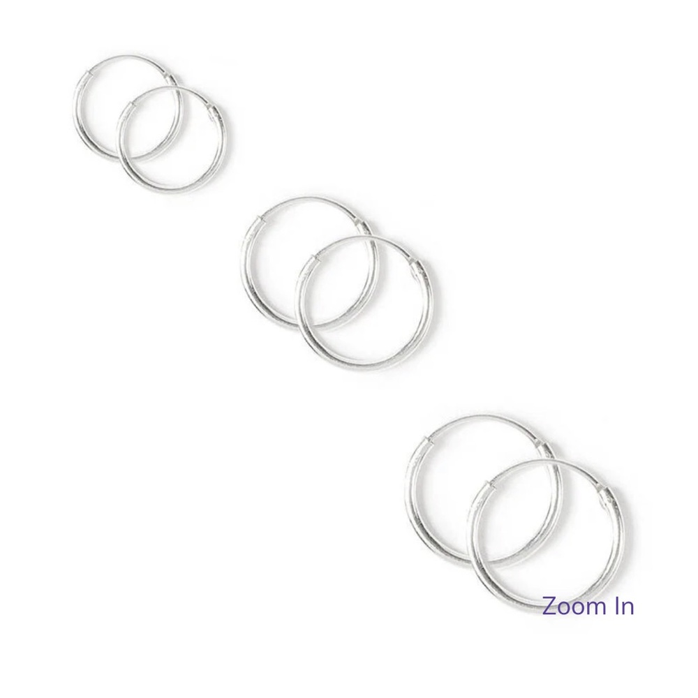 Sterling Silver Graduated Hoop Earrings - 3 Pack